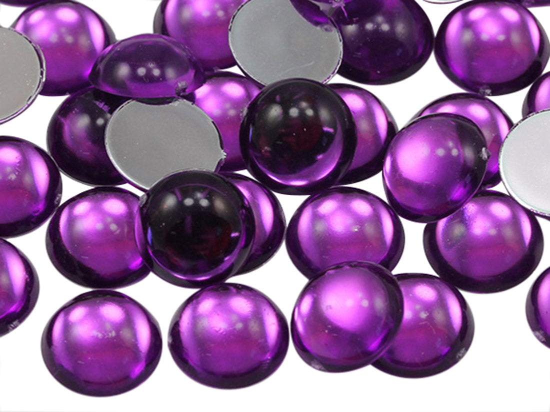 Purple Light Amethyst Round Flat Back Cabochons