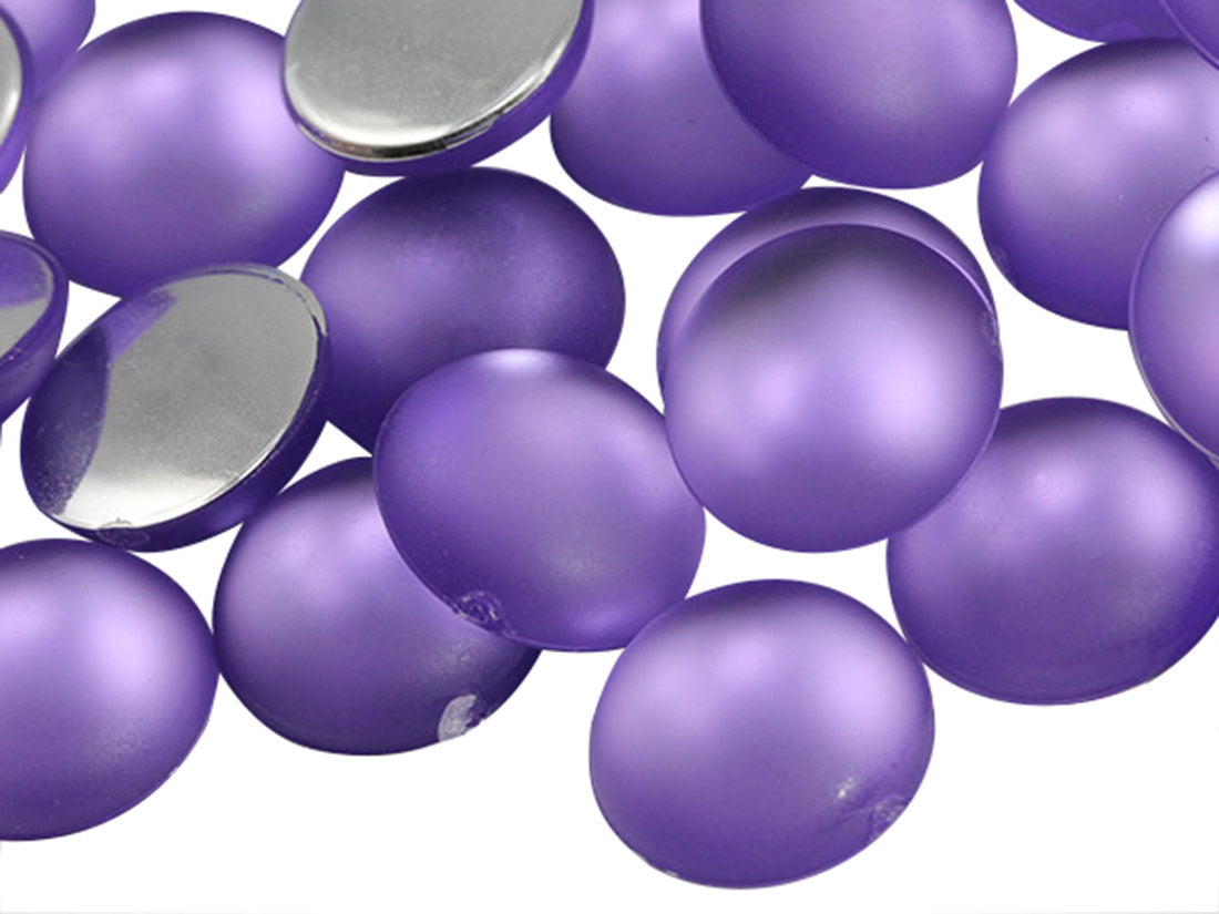 Purple Lilac Frosted Round Gems - 11mm - 50 Pieces