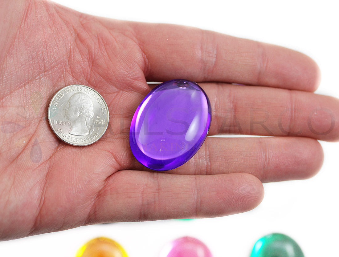 Purple Violet Oval Extra Large Flat Back Cabochons - 40x30mm - 4 Pieces