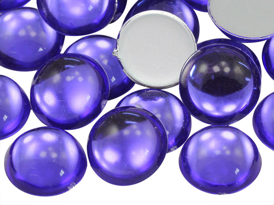Purple Violet Round Flat Back Cabochons