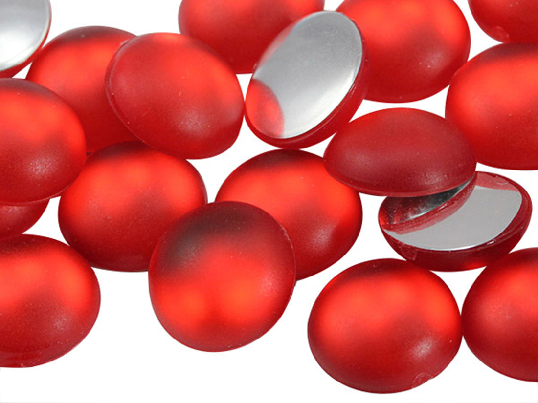 Red Light Siam Frosted Round Gems - 11mm - 50 Pieces