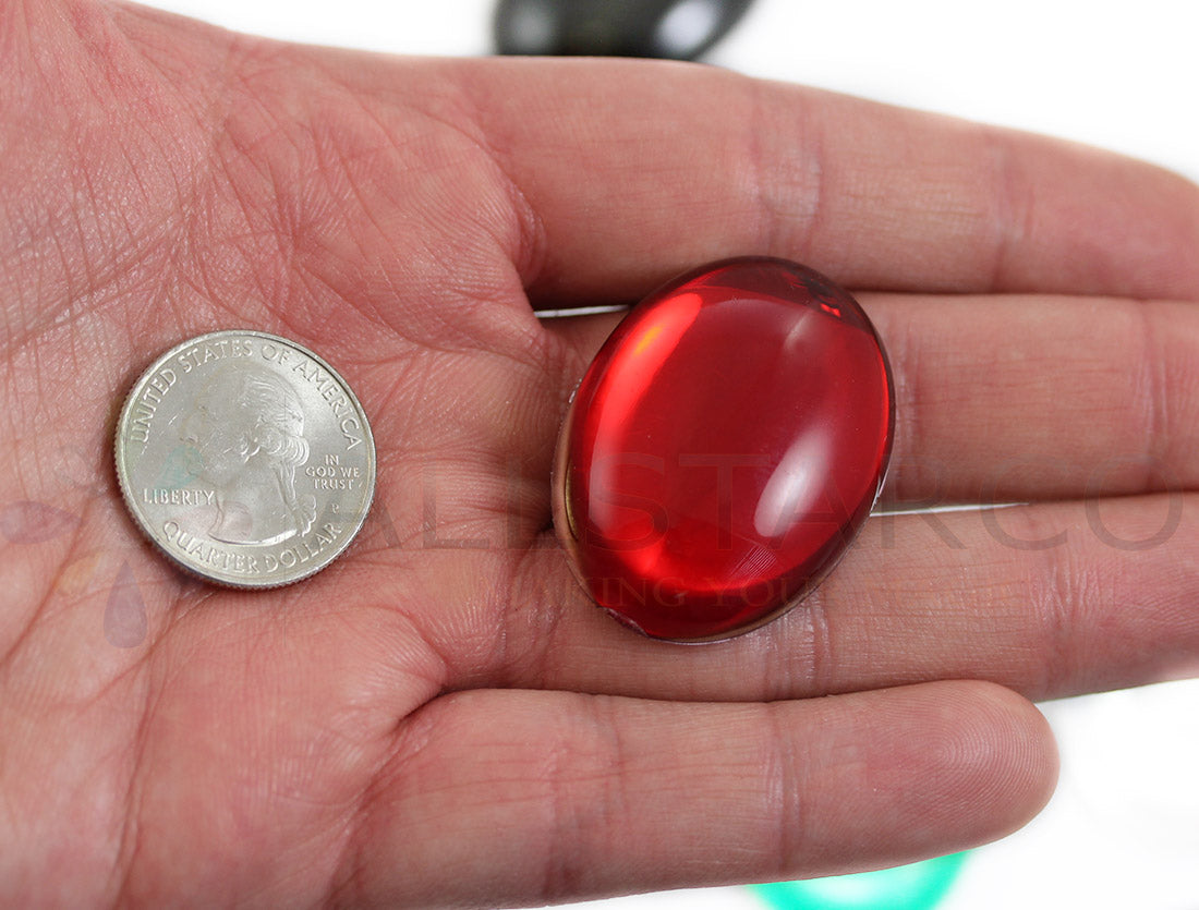 Red Ruby Extra Large Oval Flat Back Cabochons - 40x30mm - 4 Pieces