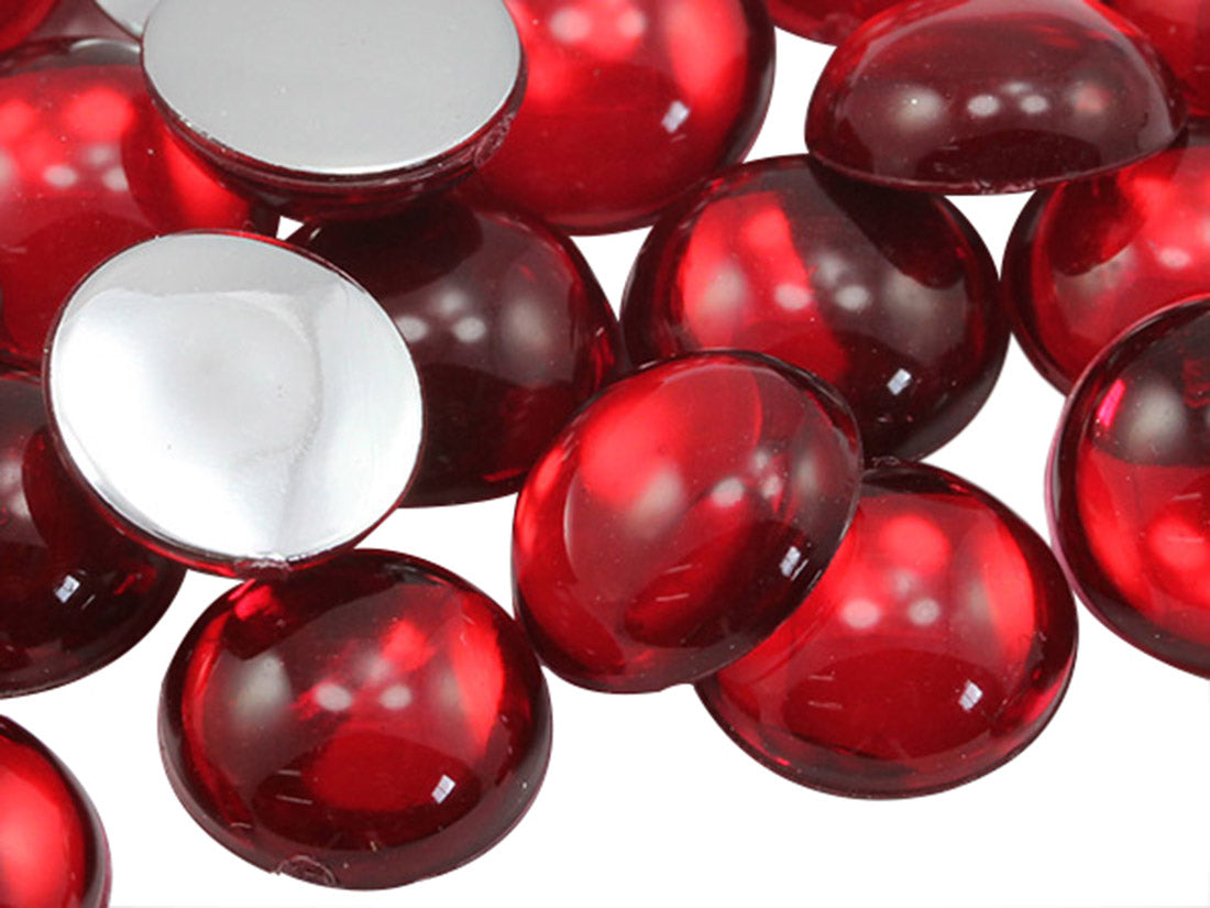 Red Ruby Round Flat Back Cabochons