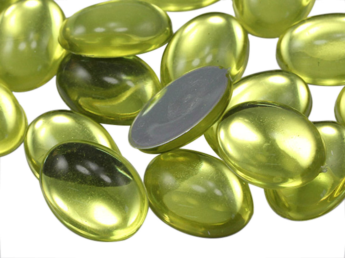 Yellow Jonquil Oval Flat Back Cabochons - 18x13mm - 25 Pieces