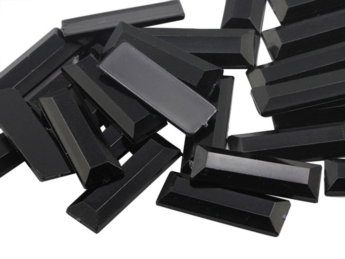 Black Baguette Flat Back Gems - 22x7mm - 40 Pieces