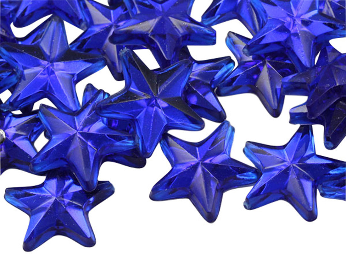 Blue Dark Sapphire Flat Back Star Gems - 15mm - 35 Pieces