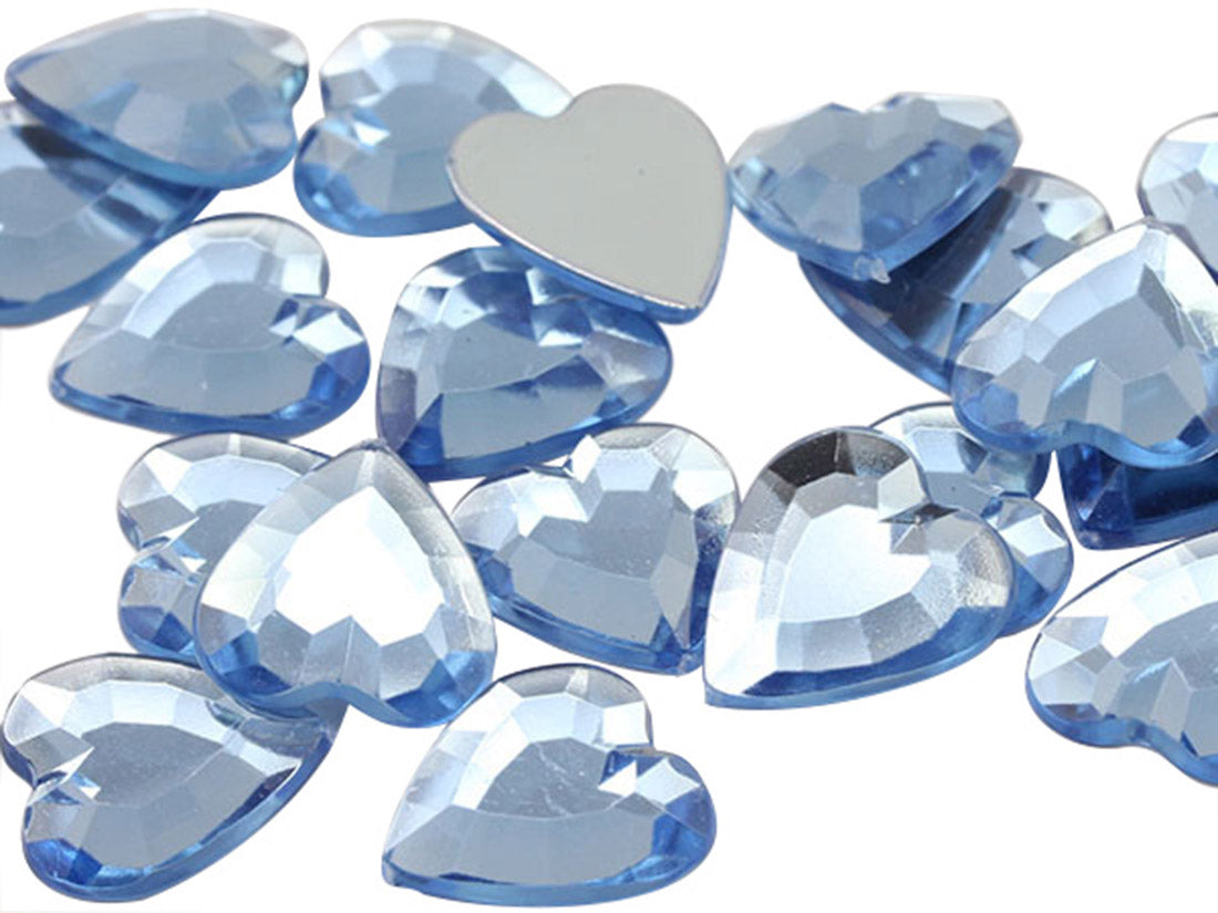 Blue Light Sapphire Heart Flat Back Gems