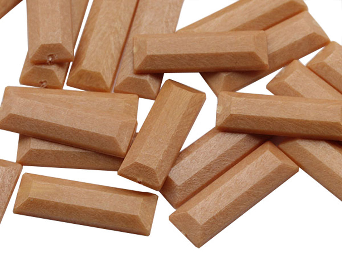 Brown Light Wood Baguette Flat Back Gems - 22x7mm - 40 Pieces