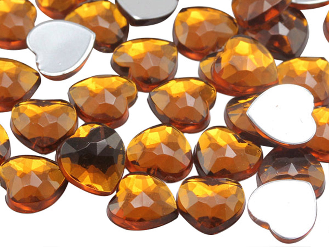 Brown Smokey Topaz Heart Flat Back Gems