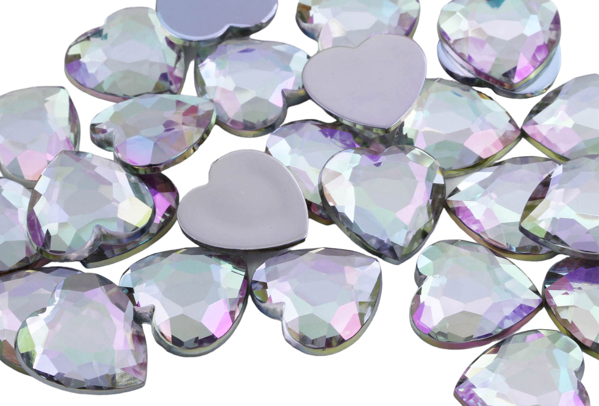 Crystal Clear AB Heart Flat Back Gems