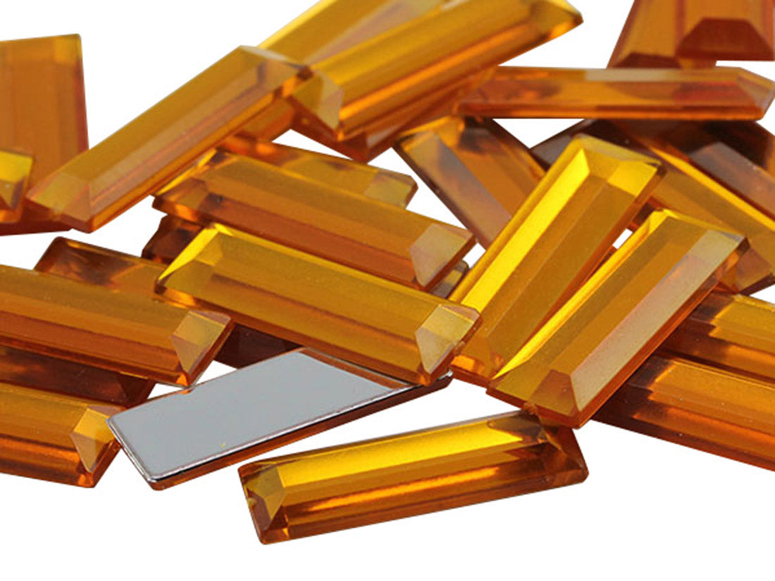 Gold Topaz Baguette Flat Back Gems - 22x7mm - 40 Pieces