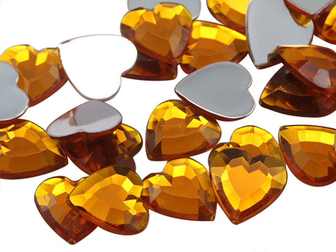 Gold Topaz Heart Flat Back Gems