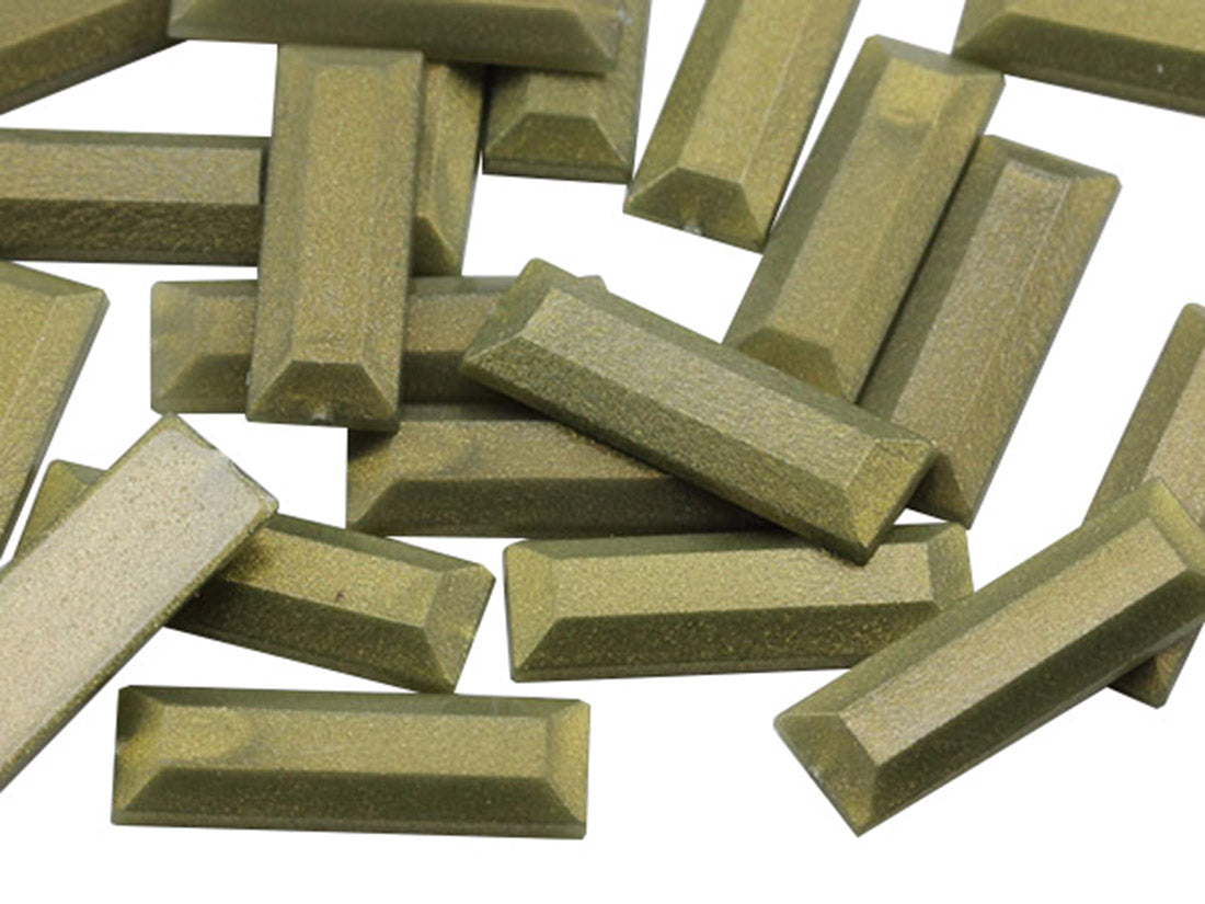 Khaki Baguette Flat Back Gems - 22x7mm - 40 Pieces