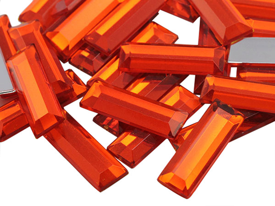 Orange Hyacinth Baguette Flat Back Gems - 22x7mm - 40 Pieces