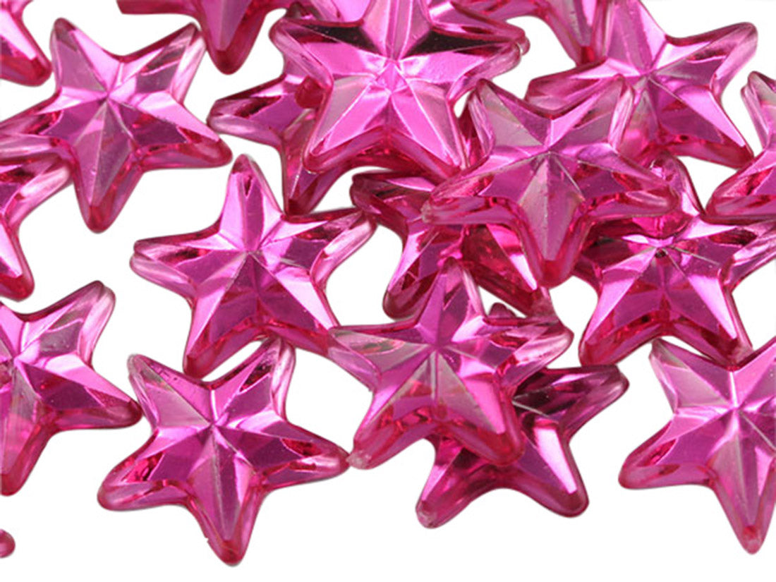 Pink Flat Back  Star Gems - 15mm - 35 Pieces