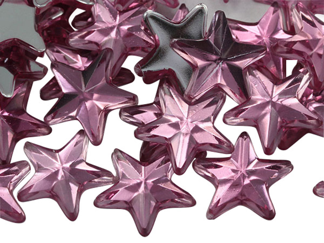 Pink Rose Flat Back Star Gems