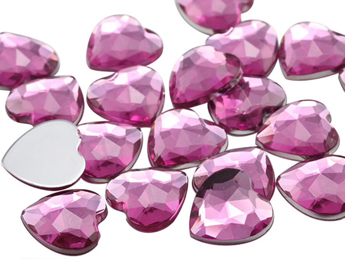Pink Rose Heart Flat Back Gems