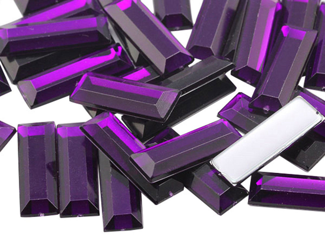 Purple Amethyst Baguette Flat Back Gems - 22x7mm - 40 Pieces