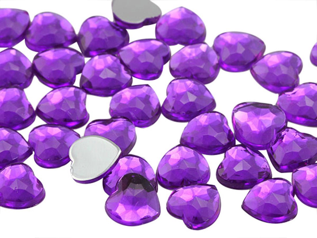 Purple Amethyst Heart Flat Back Gems