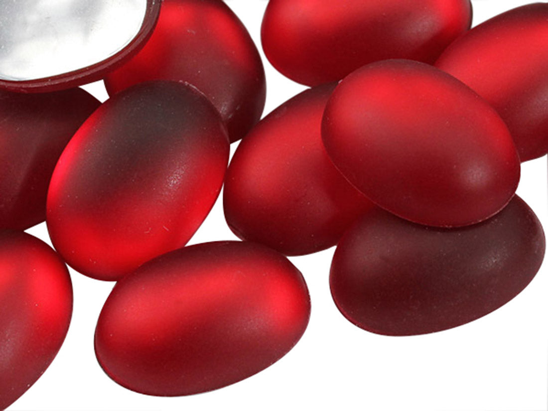Red Ruby Frosted Oval Gems
