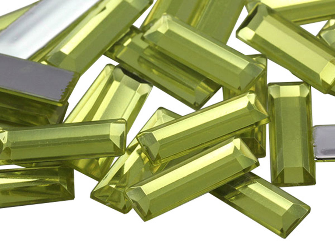 Yellow Jonquil Baguette Flat Back Gems - 22x7mm - 40 Pieces