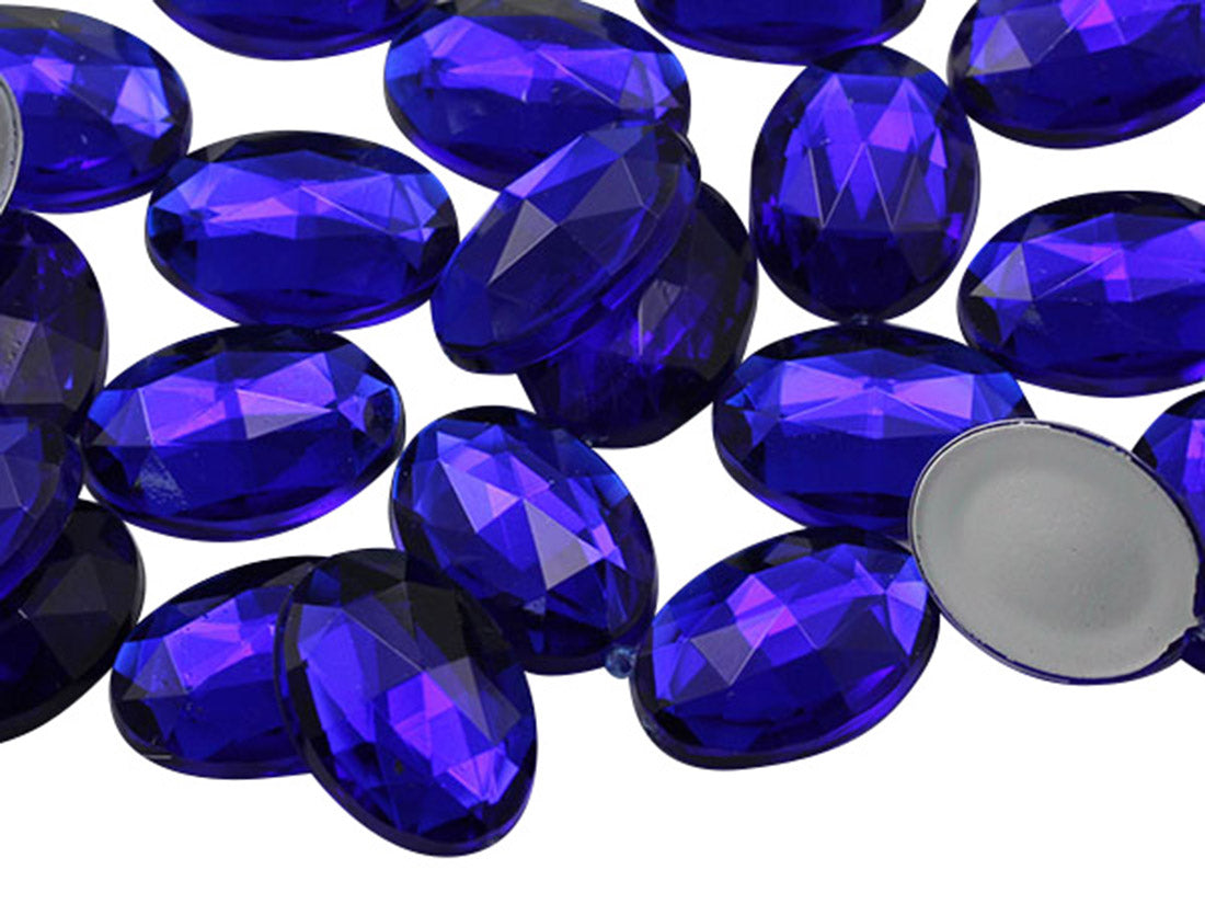 Blue Dark Sapphire Flat Back Oval Gems