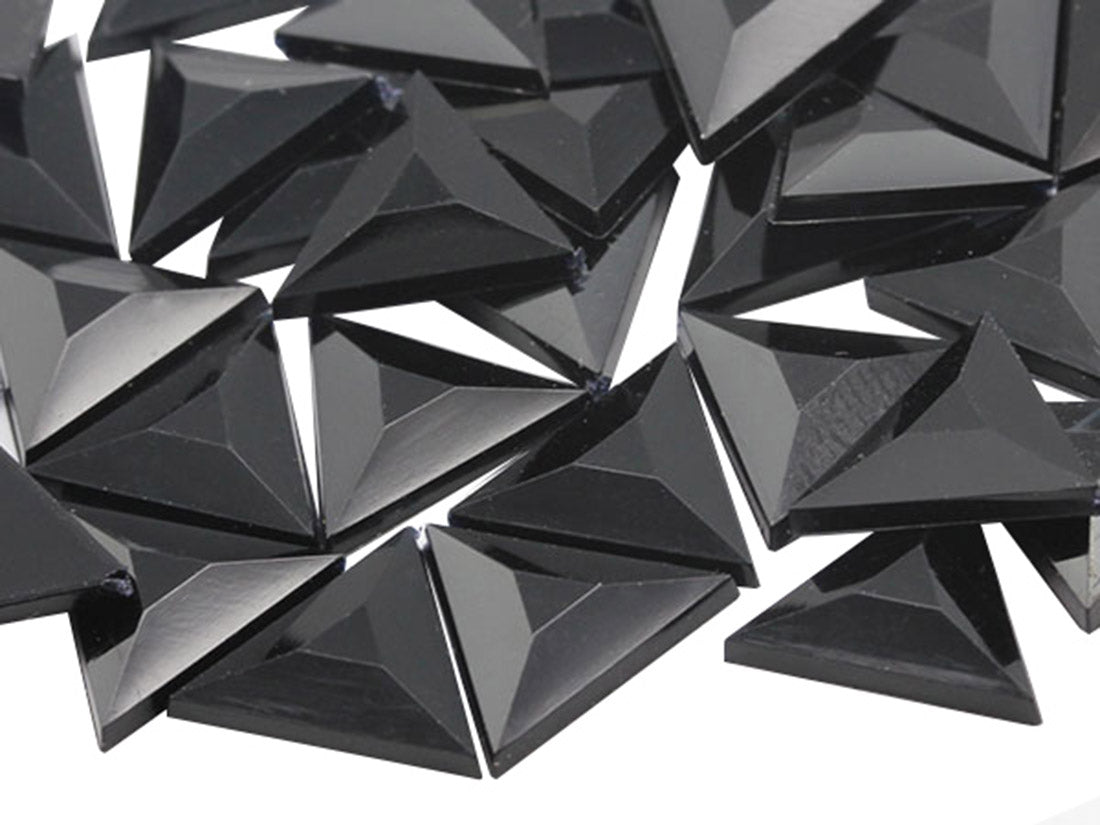 Black Flat Back Triangle Gems - 13mm - 50 Pieces