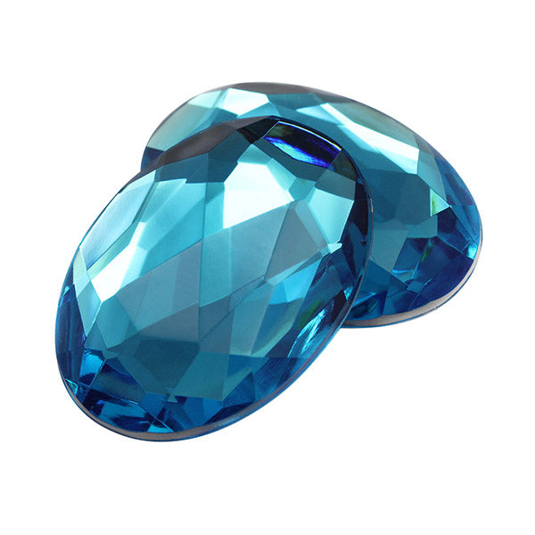 Blue Aqua Flat Back Oval Gems - 40x30mm - 4 Pieces
