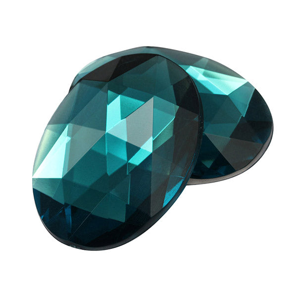 Blue Aquamarine Flat Back Oval Gems - 40x30mm - 4 Pieces