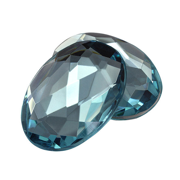 Blue Light Aqua Flat Back Oval Gems - 40x30mm - 4 Pieces