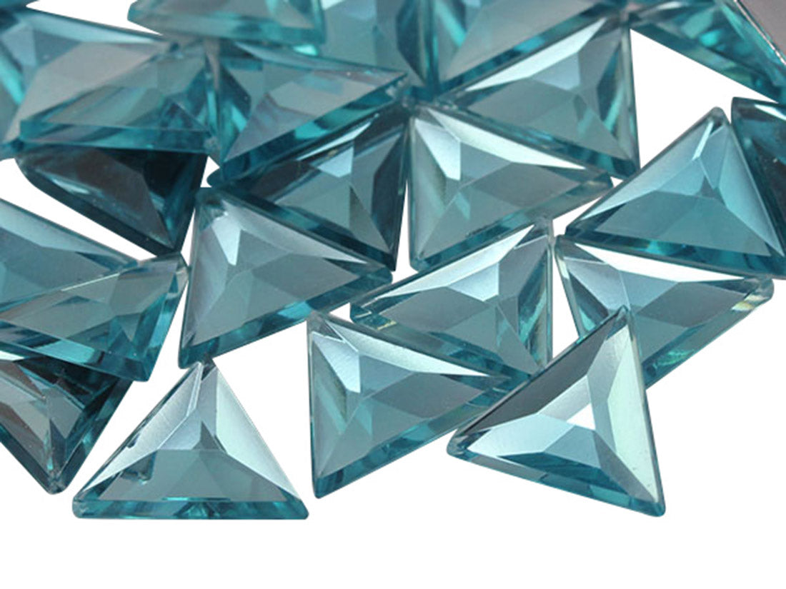 Blue Light Aqua Flat Back Triangle Gems - 13mm - 50 Pieces