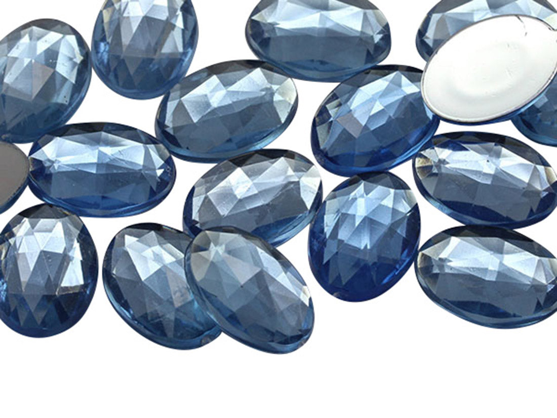 Blue Light Sapphire Flat Back Oval Gems - 40x30mm - 4 Pieces