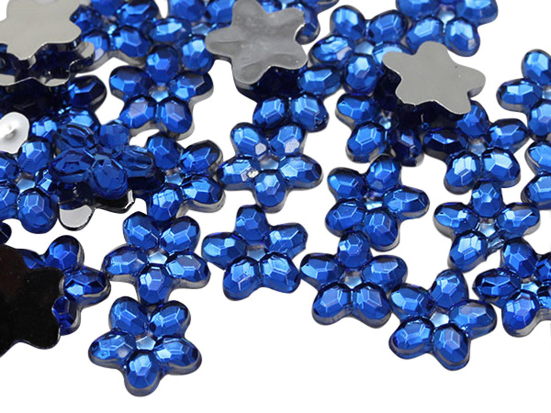 Blue Sapphire Flat Back Flower Gems