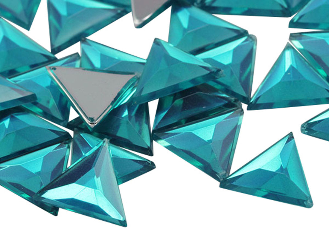 Blue Zircon Flat Back Triangle Gems - 13mm - 50 Pieces