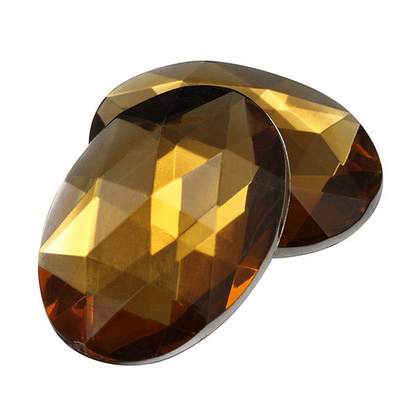 Brown Smokey Topaz Flat Back Oval Gems - 40x30mm - 4 Pieces