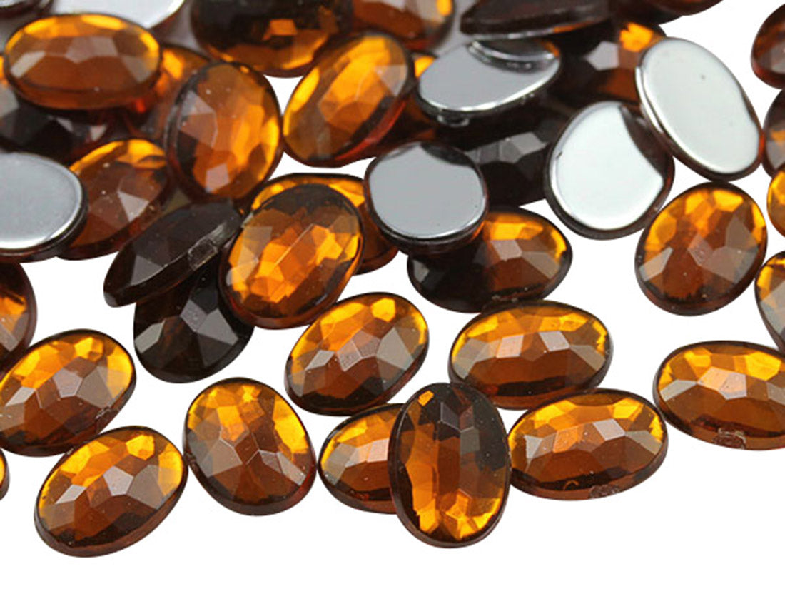 Brown Smokey Topaz Flat Back Oval Gems - 6x8mm - 100 Pieces