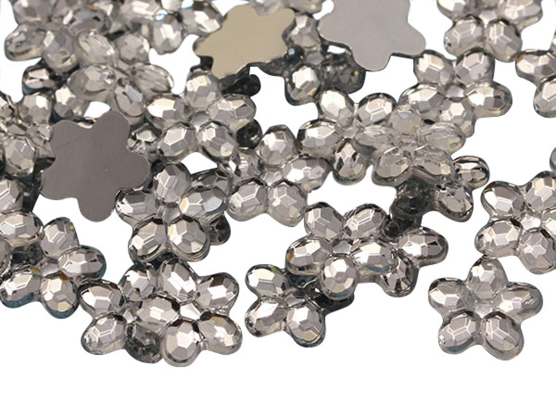 Crystal Clear Flat Back Flower Gems