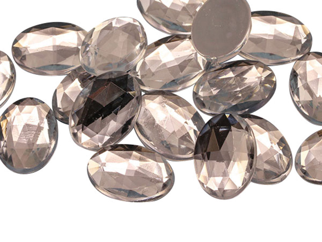 Crystal Clear Flat Back Oval Gems