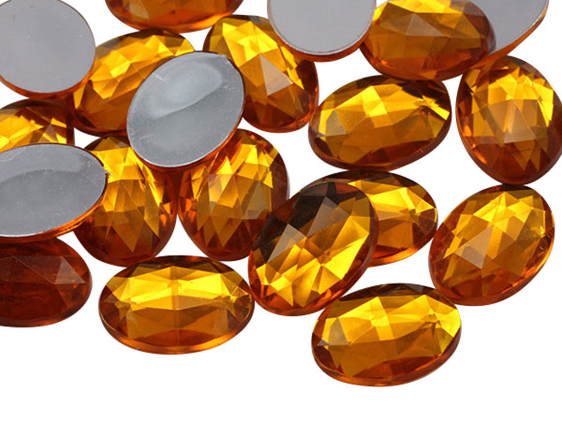 Gold Topaz Flat Back Oval Gems