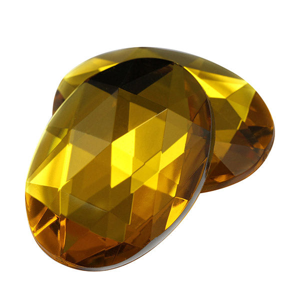 Gold Topaz Flat Back Oval Gems - 40x30mm - 4 Pieces