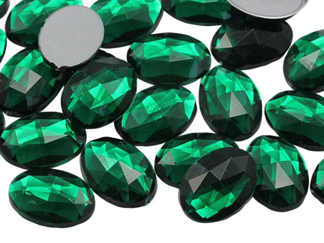 Green Emerald Flat Back Oval Gems