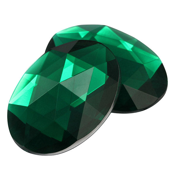 Green Emerald Flat Back Oval Gems - 40x30mm - 4 Pieces