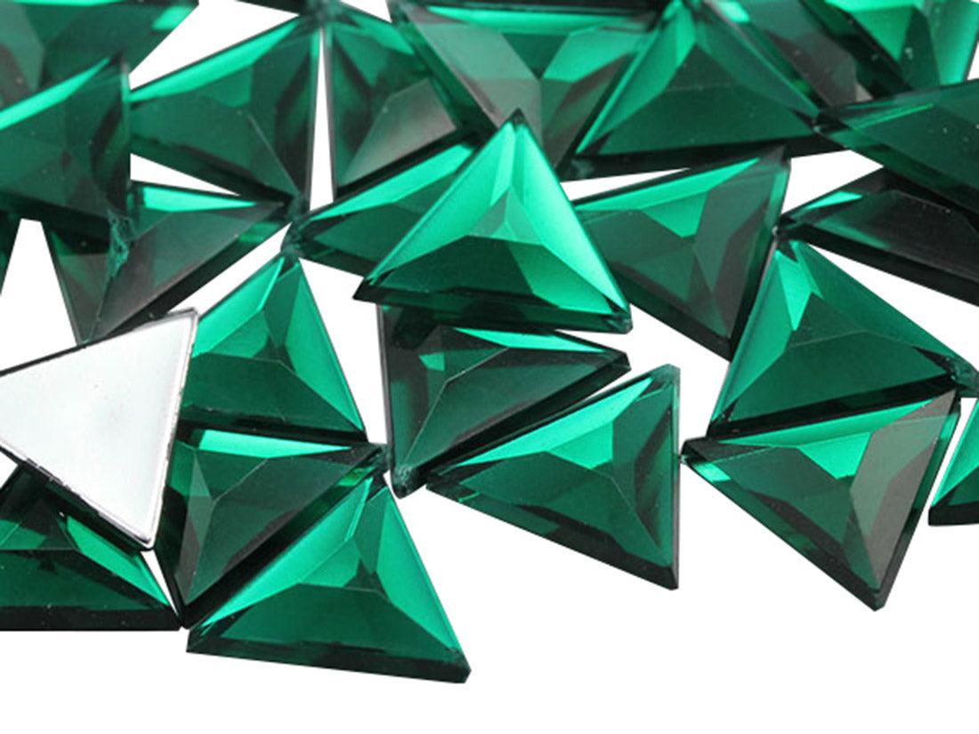 Green Emerald Flat Back Triangle Gems