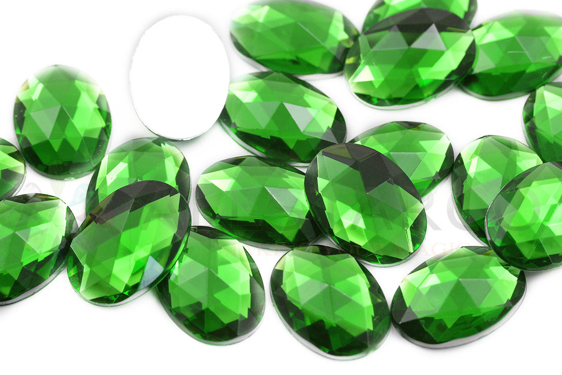 Green Peridot Flat Back Oval Gems - 25x18mm - 20 Pieces