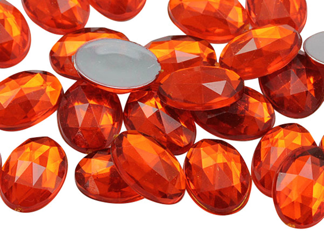 Orange Hyacinth Flat Back Oval Gems - 40x30mm - 4 Pieces