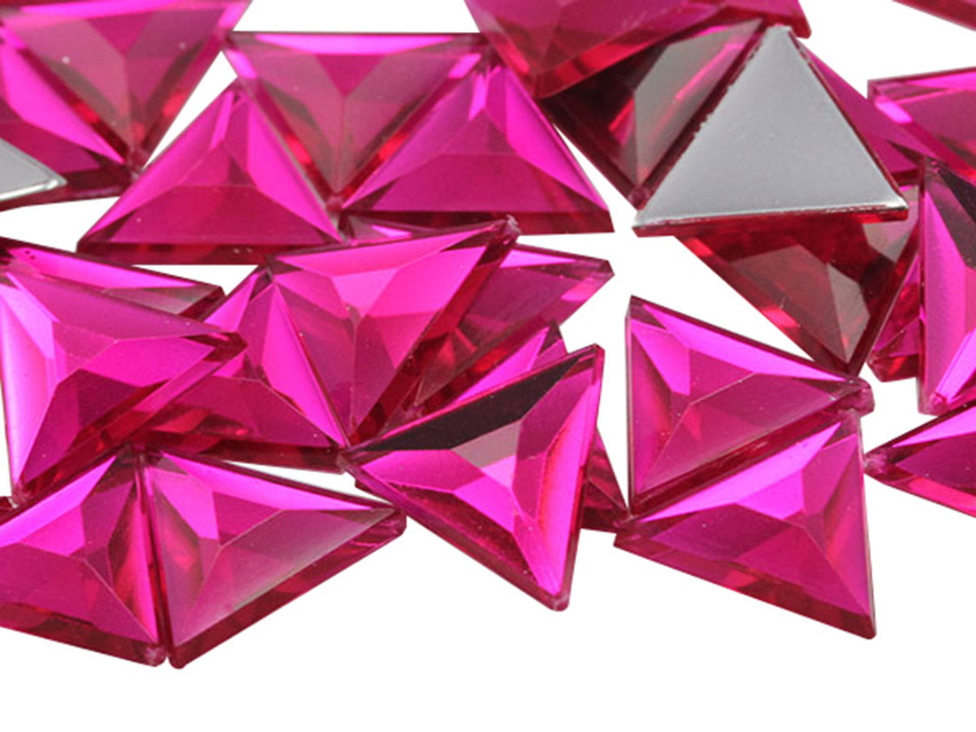 Pink Fuchsia Flat Back Triangle Gems