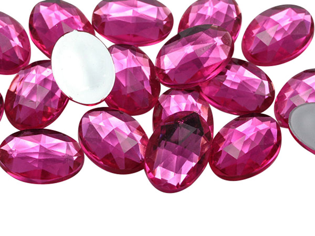 Pink Hot Flat Back Oval Gems