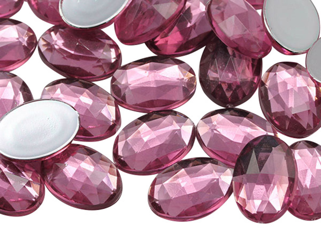 Pink Rose Flat Back Oval Gems