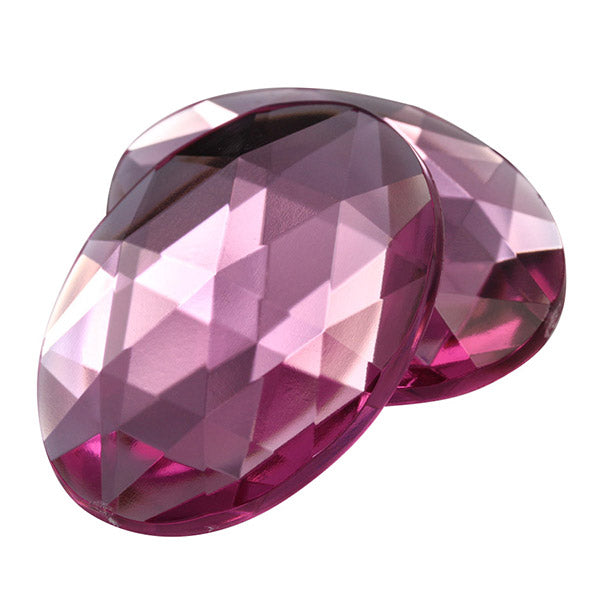 Pink Rose Flat Back Oval Gems - 40x30mm - 4 Pieces