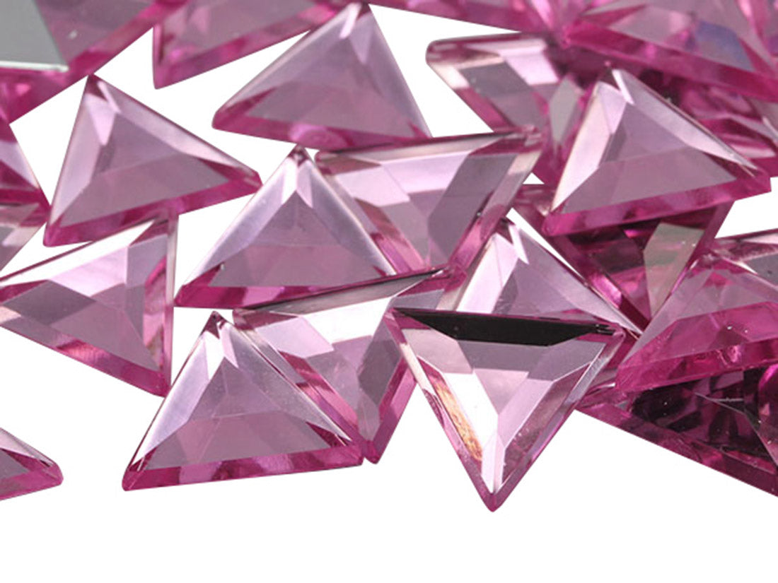 Pink Rose Flat Back Triangle Gems